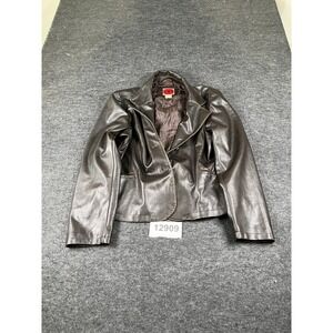 Vintage RVT Clothing Faux Leather Blazer Jacket Womens XL Brown Single Breasted